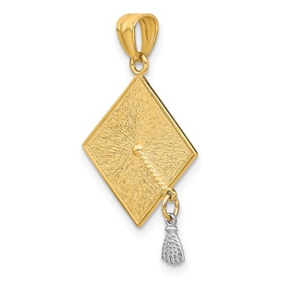 14k Two-tone Gold Graduation Cap Pendant - Picture 4 of 4